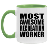 Most Awesome Recreation Worker - 11oz Accent Mug Green