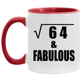 8th Birthday Square Root of 64 & Fabulous - 11oz Accent Mug Red