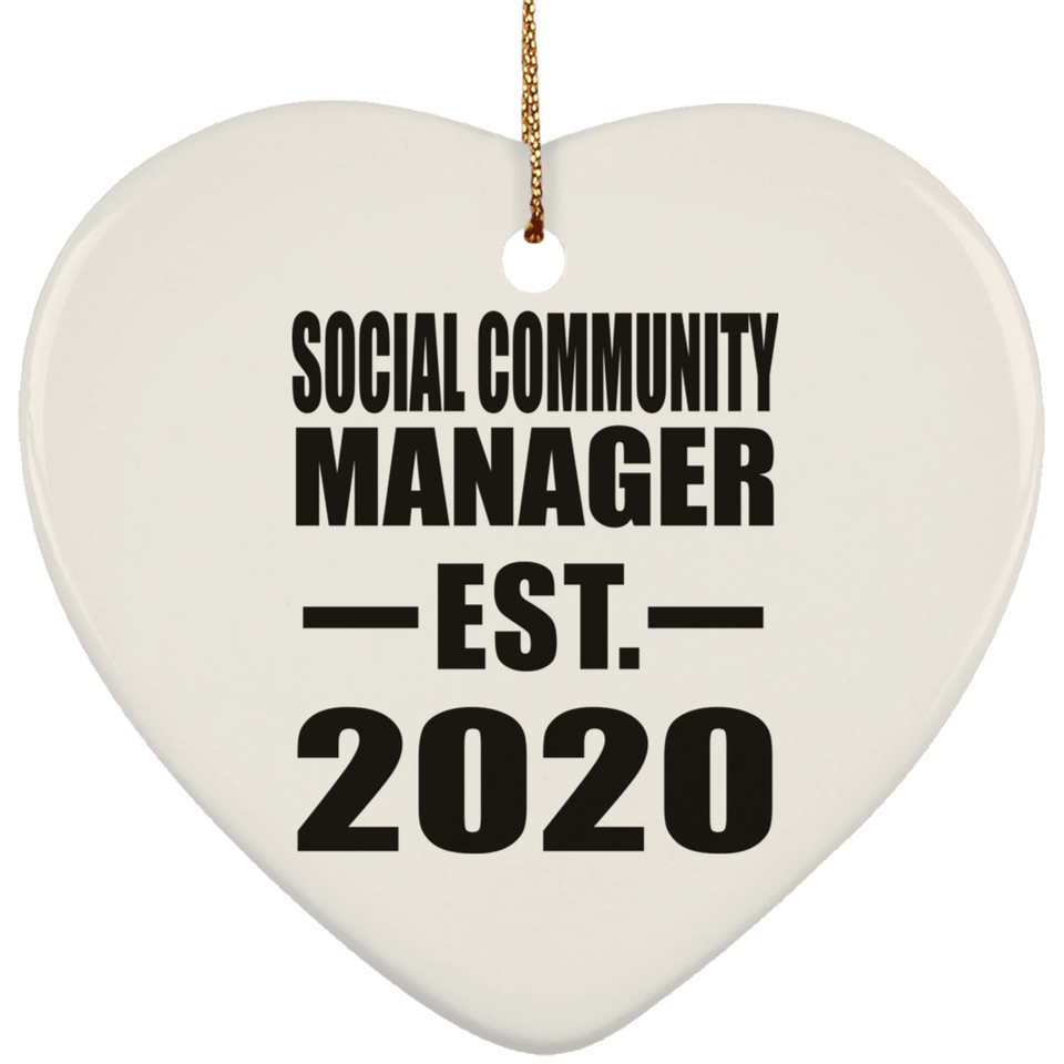 Social Community Manager Established EST. 2020 - Heart Ornament