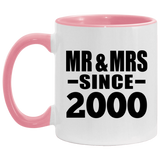 24th Anniversary Mr & Mrs Since 2000 - 11oz Accent Mug Pink