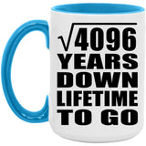 64th Anniversary Square Root of 4096 Years Lifetime To Go - 15oz Accent Mug Blue