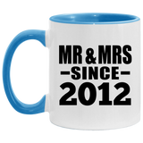 12th Anniversary Mr & Mrs Since 2012 - 11oz Accent Mug Blue