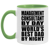 Management Consultant By Day World's Best Dad By Night - 11oz Accent Mug Green