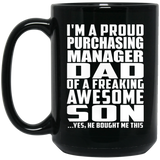 Proud Purchasing Manager Dad Of Awesome Son - 15 Oz Coffee Mug Black