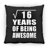 4th Birthday Square Root of 16 Years of Being Awesome - Throw Pillow Black