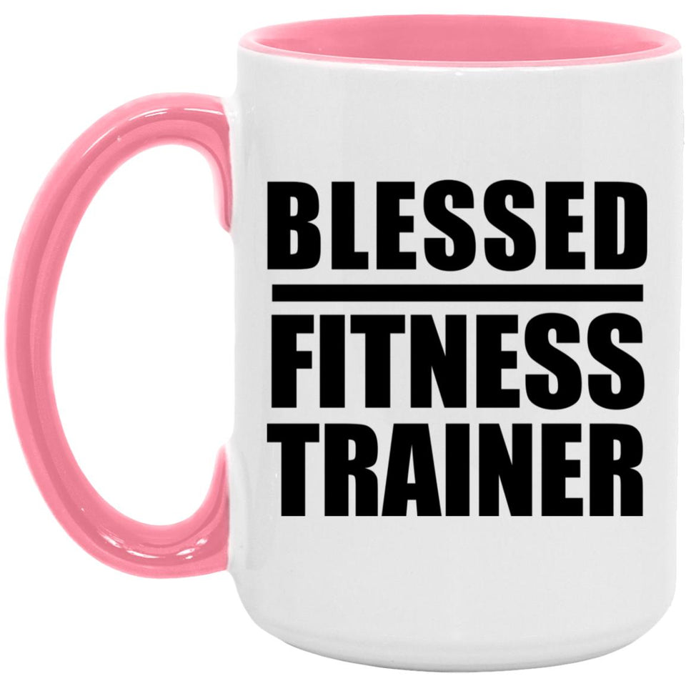 Blessed Fitness Trainer - 15oz Accent Mug Pink