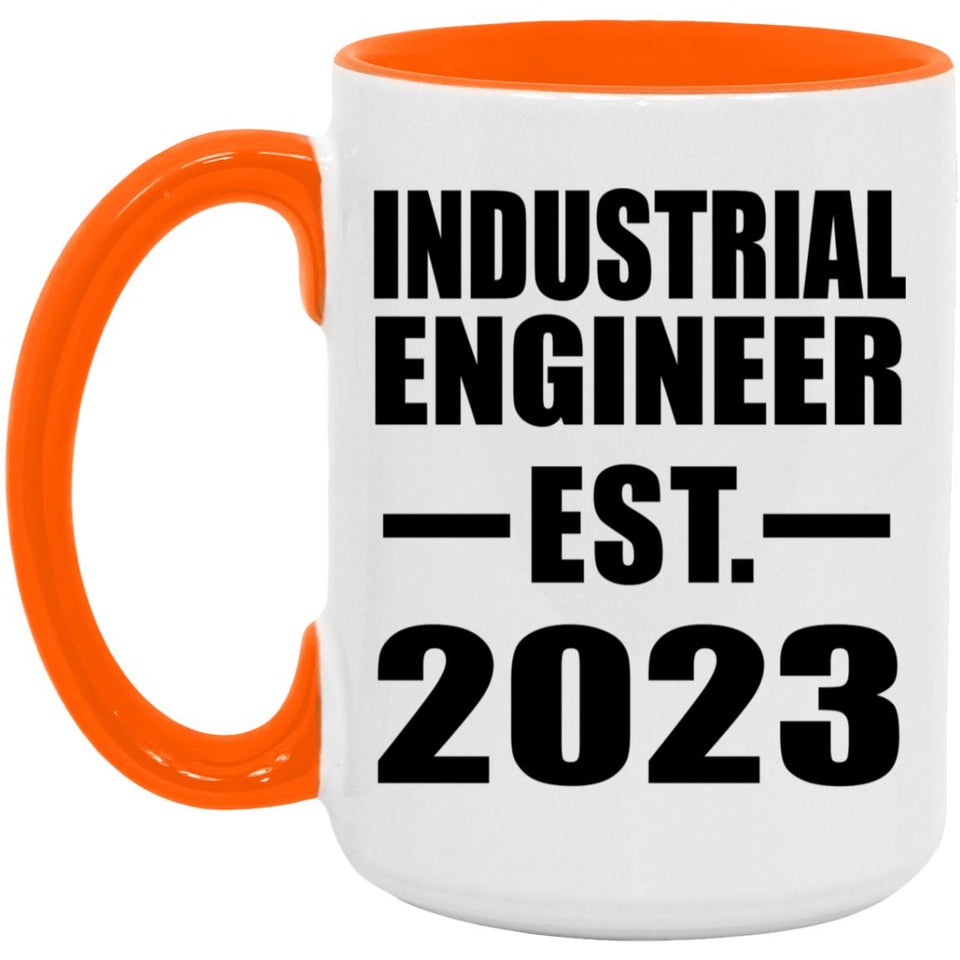 Industrial Engineer Established EST. 2023 - 15oz Accent Mug Orange