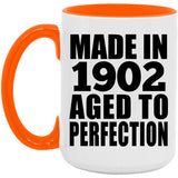 122nd Birthday Made In 1902 Aged To Perfection - 15oz Accent Mug Orange