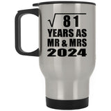 9th Anniversary Square Root of 81 Years As Mr & Mrs 2024 - Silver Travel Mug
