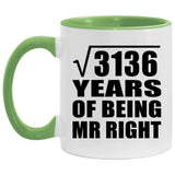 56th Anniversary Square Root of 3136 Years of Being Mr Right - 11oz Accent Mug Green