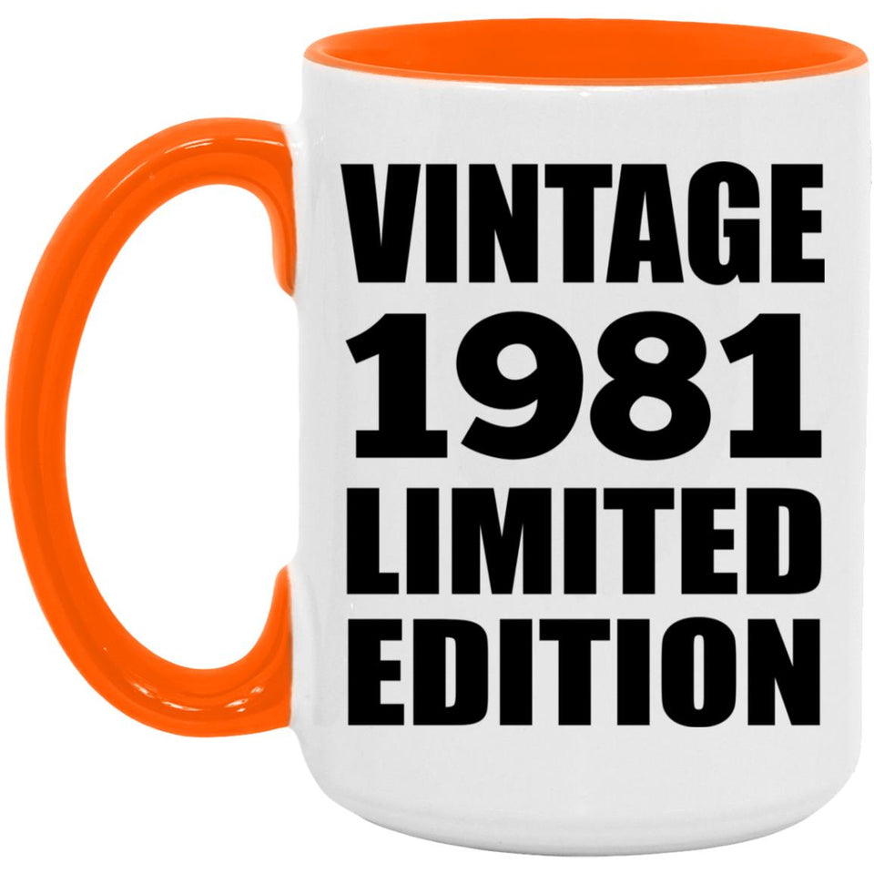 43rd Birthday Vintage 1981 Limited Edition - 15oz Accent Mug Orange