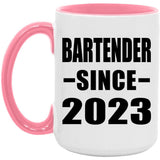 Bartender Since 2023 - 15oz Accent Mug Pink