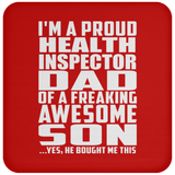 Proud Health Inspector Dad Of Awesome Son - Drink Coaster