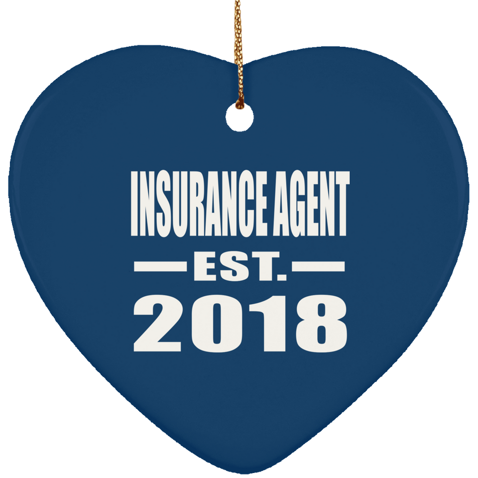 Insurance Agent Established EST. 2018 - Heart Ornament