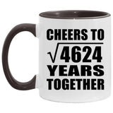 68th Anniversary Cheers To Square Root of 4624 Years Together - 11oz Accent Mug Black