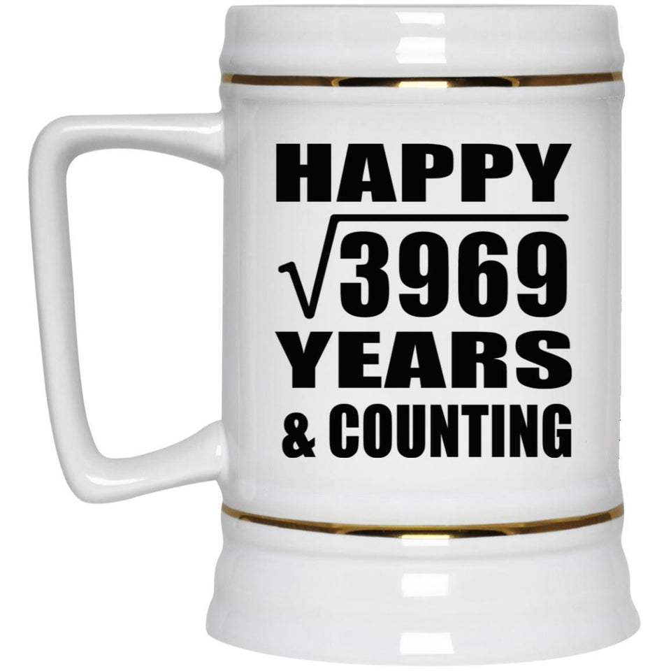 Happy 63rd Anniversary Square Root of 3969 Years & Counting - Beer Stein