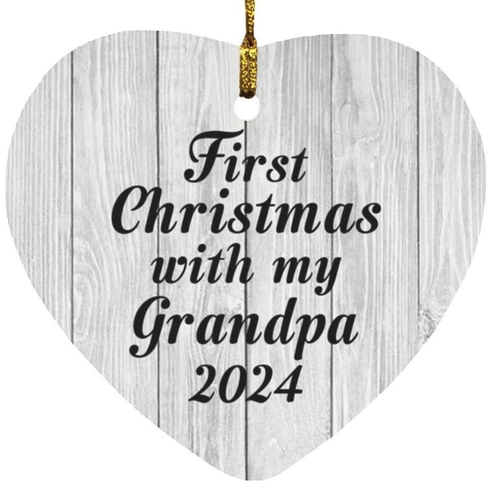 First Christmas With My Grandpa 2024 - Heart Ornament F