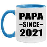 Papa Since 2021 - 11oz Accent Mug Blue