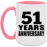 51st Anniversary 51 Years Anniversary - 15oz Accent Mug Pink