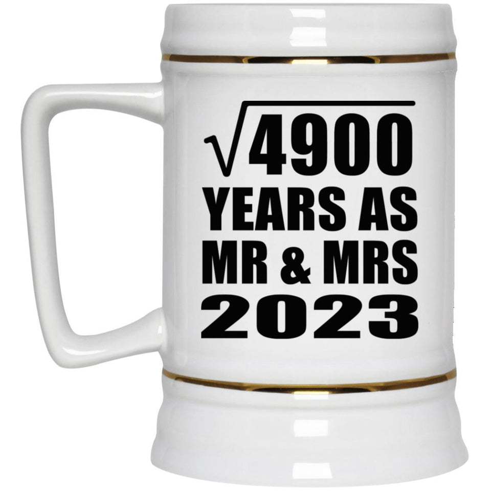 70th Anniversary Square Root of 4900 Years As Mr & Mrs 2023 - Beer Stein
