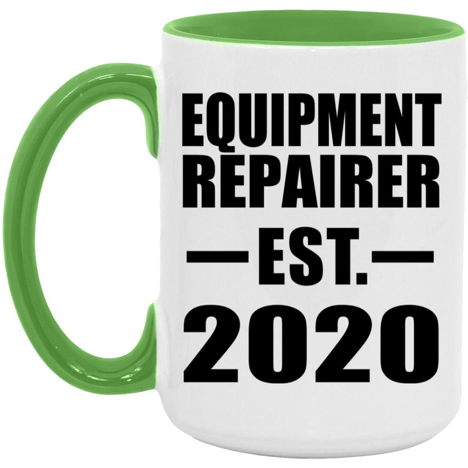 Equipment Repairer Established EST. 2020 - 15oz Accent Mug Green