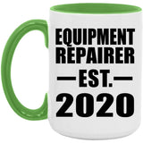 Equipment Repairer Established EST. 2020 - 15oz Accent Mug Green