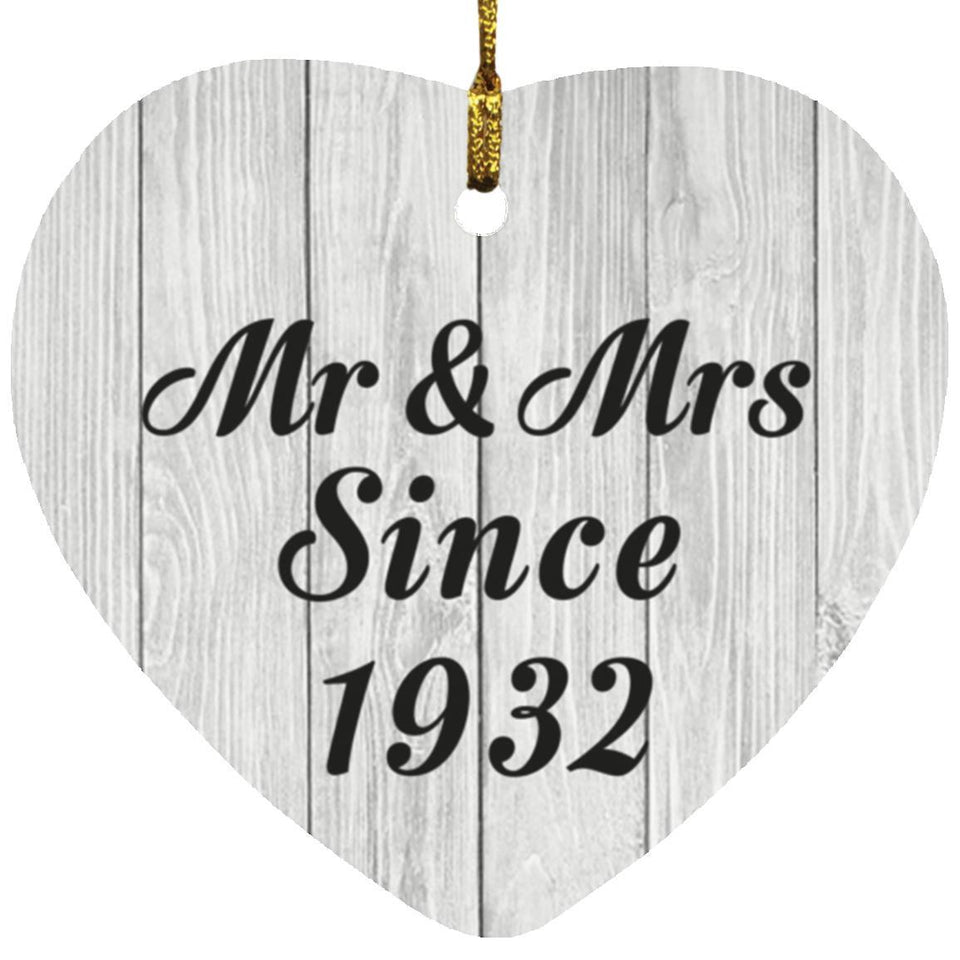 92nd Anniversary Mr & Mrs Since 1932 - Heart Ornament F