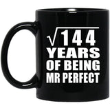 12th Anniversary Square Root of 144 Years of Mr Perfect - 11oz Coffee Mug Black