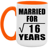 4th Anniversary Married For Square Root of 16 Years - 15oz Accent Mug Orange