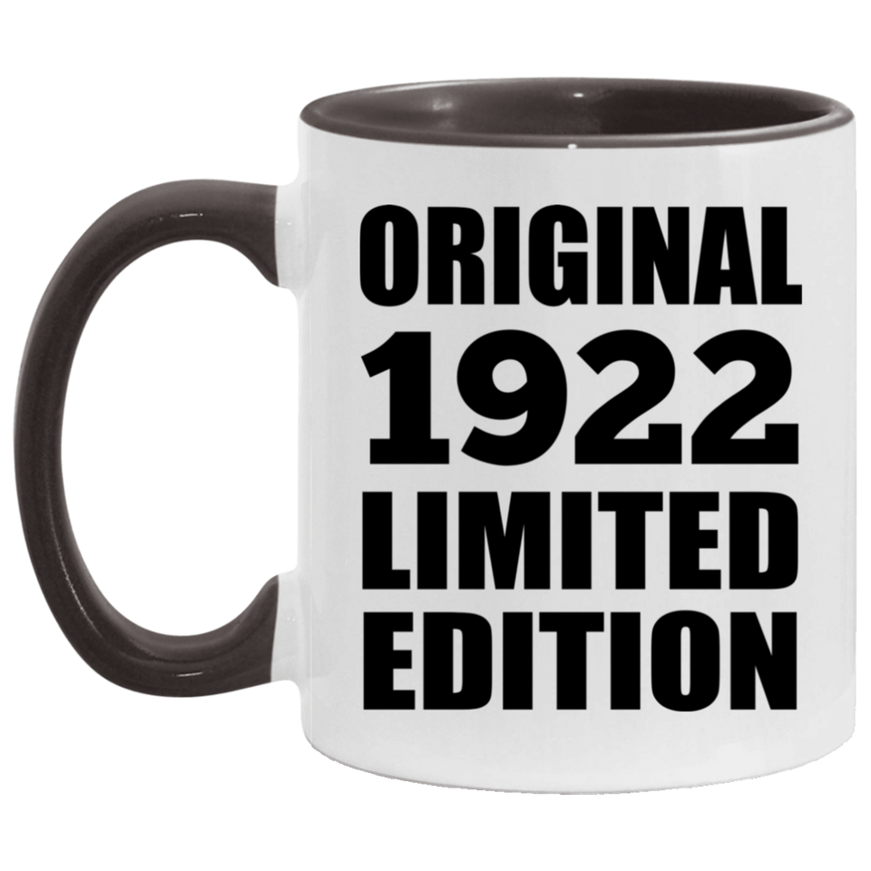 102nd Birthday Original 1922 Limited Edition - 11oz Accent Mug Black