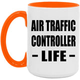 Air Traffic Controller Life - 15oz Accent Mug Orange