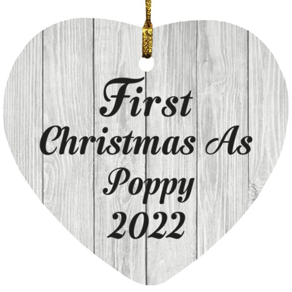 First Christmas As Poppy 2022 - Heart Ornament F