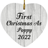 First Christmas As Poppy 2022 - Heart Ornament F