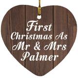 First Christmas As Mr & Mrs Palmer - Heart Ornament D