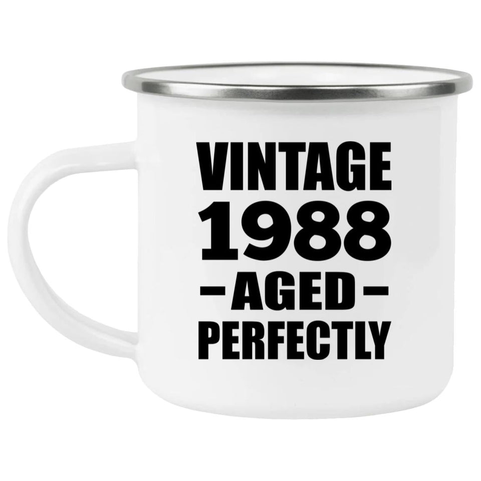 36th Birthday Vintage 1988 Aged Perfectly - 12oz Camping Mug