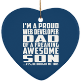 Proud Web Developer Dad Of Awesome Son - Heart Ornament