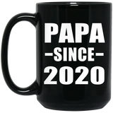 Papa Since 2020 - 15oz Coffee Mug Black