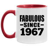 57th Birthday Fabulous Since 1967 - 11oz Accent Mug Red