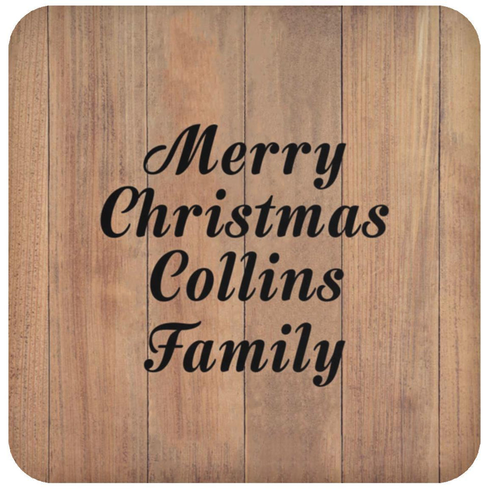 Merry Christmas Collins Family - Drink Coaster C