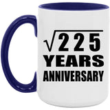 15th Anniversary Square Root of 225 Years Anniversary - 15oz Accent Mug Purple