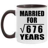 26th Anniversary Married For Square Root of 676 Years - 11oz Accent Mug Black