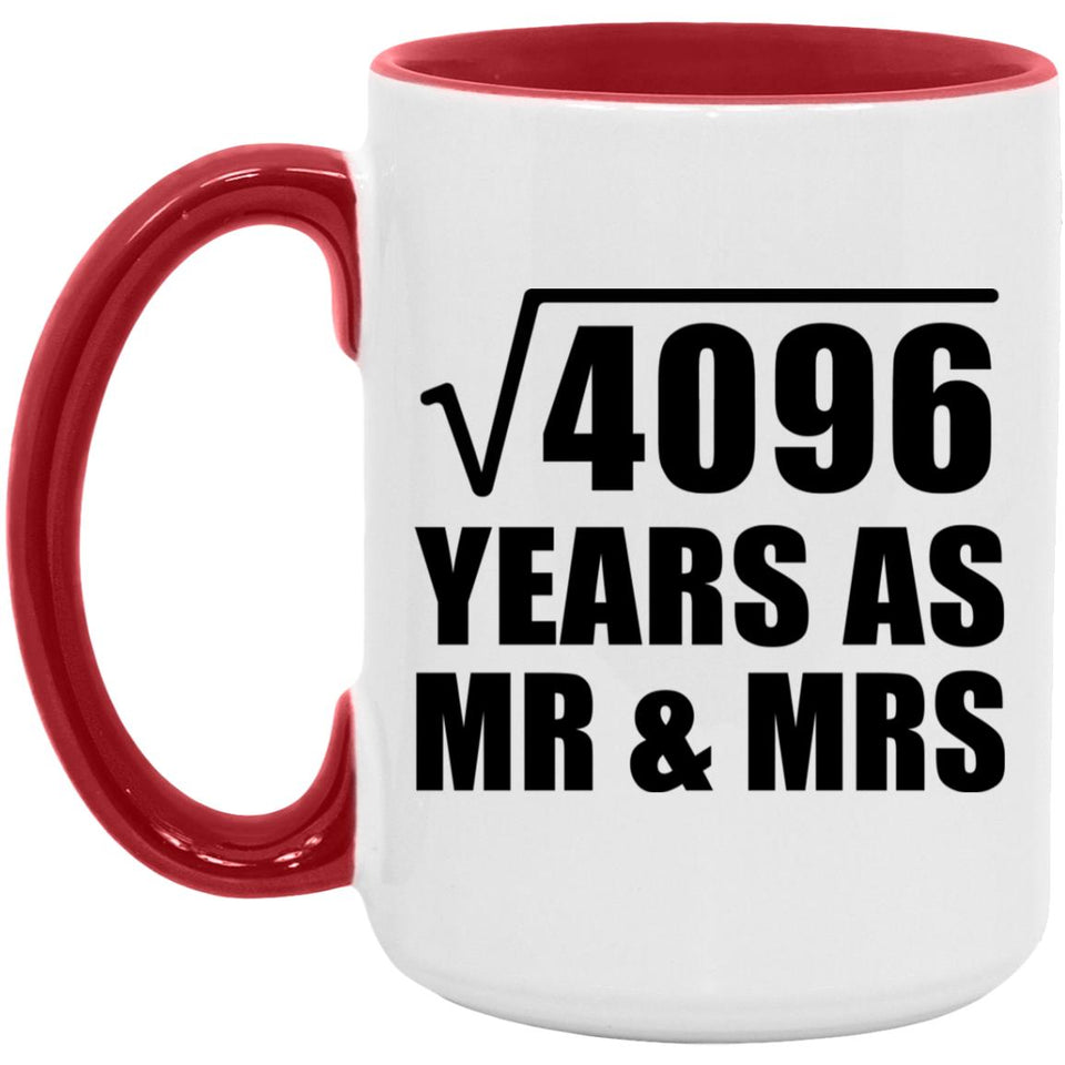 64th Anniversary Square Root of 4096 Years As Mr & Mrs - 15oz Accent Mug Red