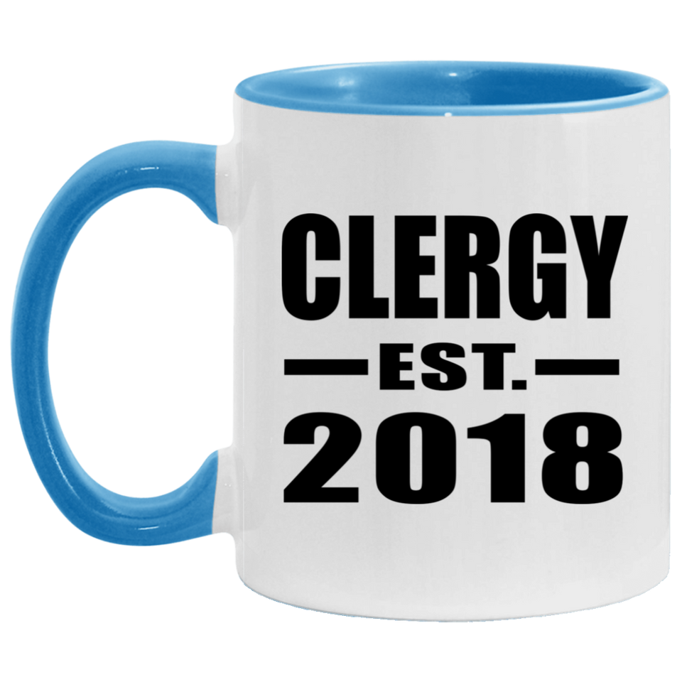 Clergy Established EST. 2018 - 11oz Accent Mug Blue