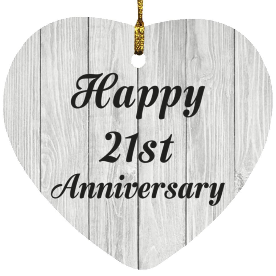 Happy 21st Anniversary - Heart Ornament F