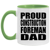 Proud Construction Foreman Dad - 11oz Accent Mug Green