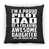 Proud Pilot Dad Of Awesome Daughter - Throw Pillow Black