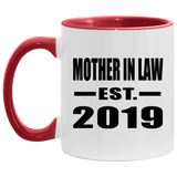 Mother In Law Established EST. 2019 - 11oz Accent Mug Red
