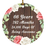 66th Birthday 66 Years 792 Months 24,106 Days Of Awesome - Circle Ornament A