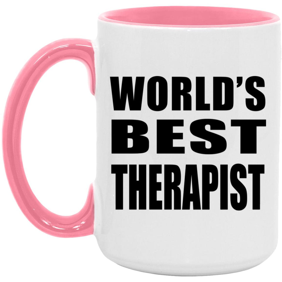 World's Best Therapist - 15oz Accent Mug Pink