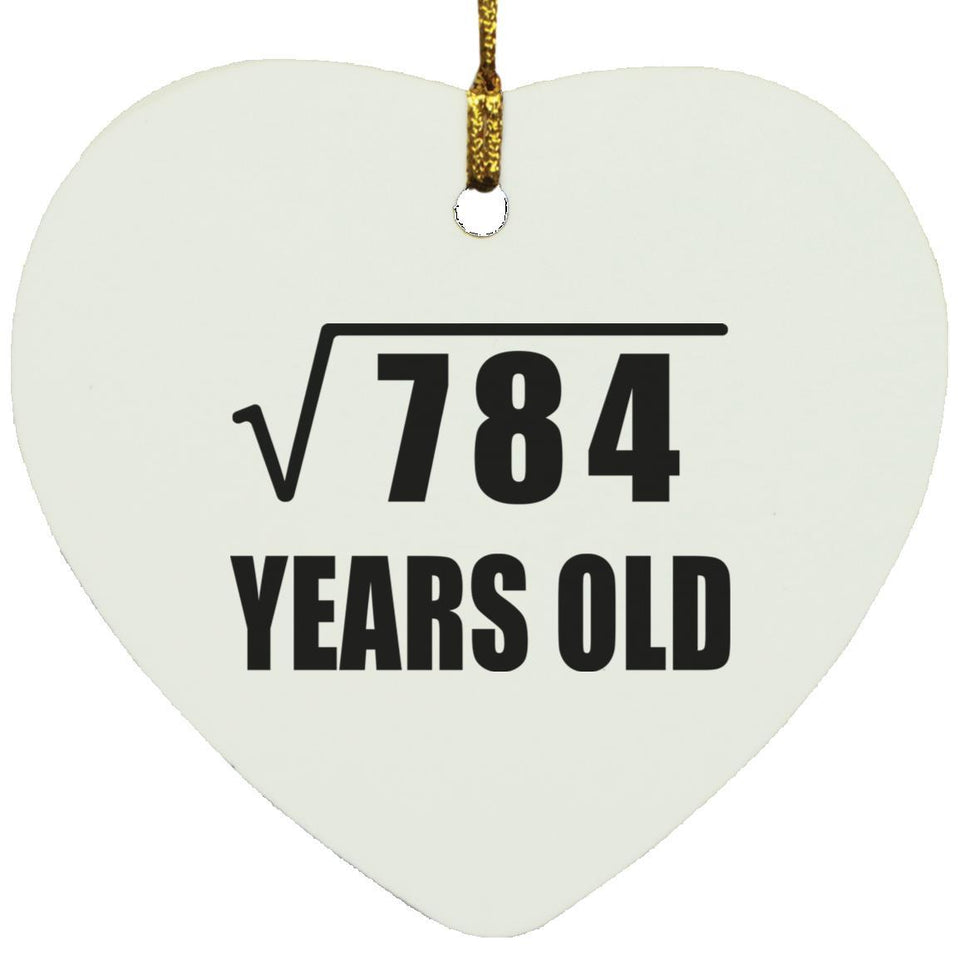 28th Birthday Square Root of 784 Years Old - Heart Ornament